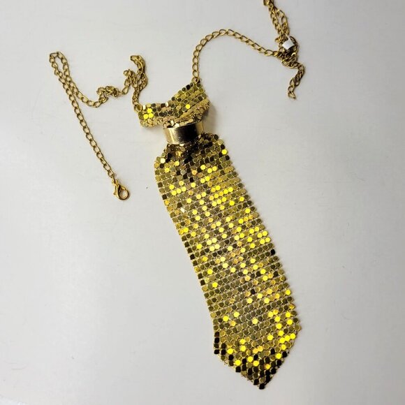 Gold Tie Mesh Necklace - Picture 2 of 8